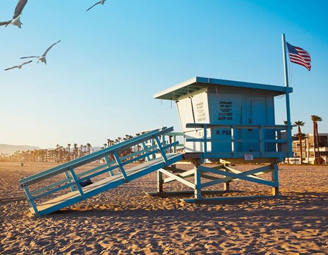 Usa California Los Angeles Venice Beach Life Guard Hut