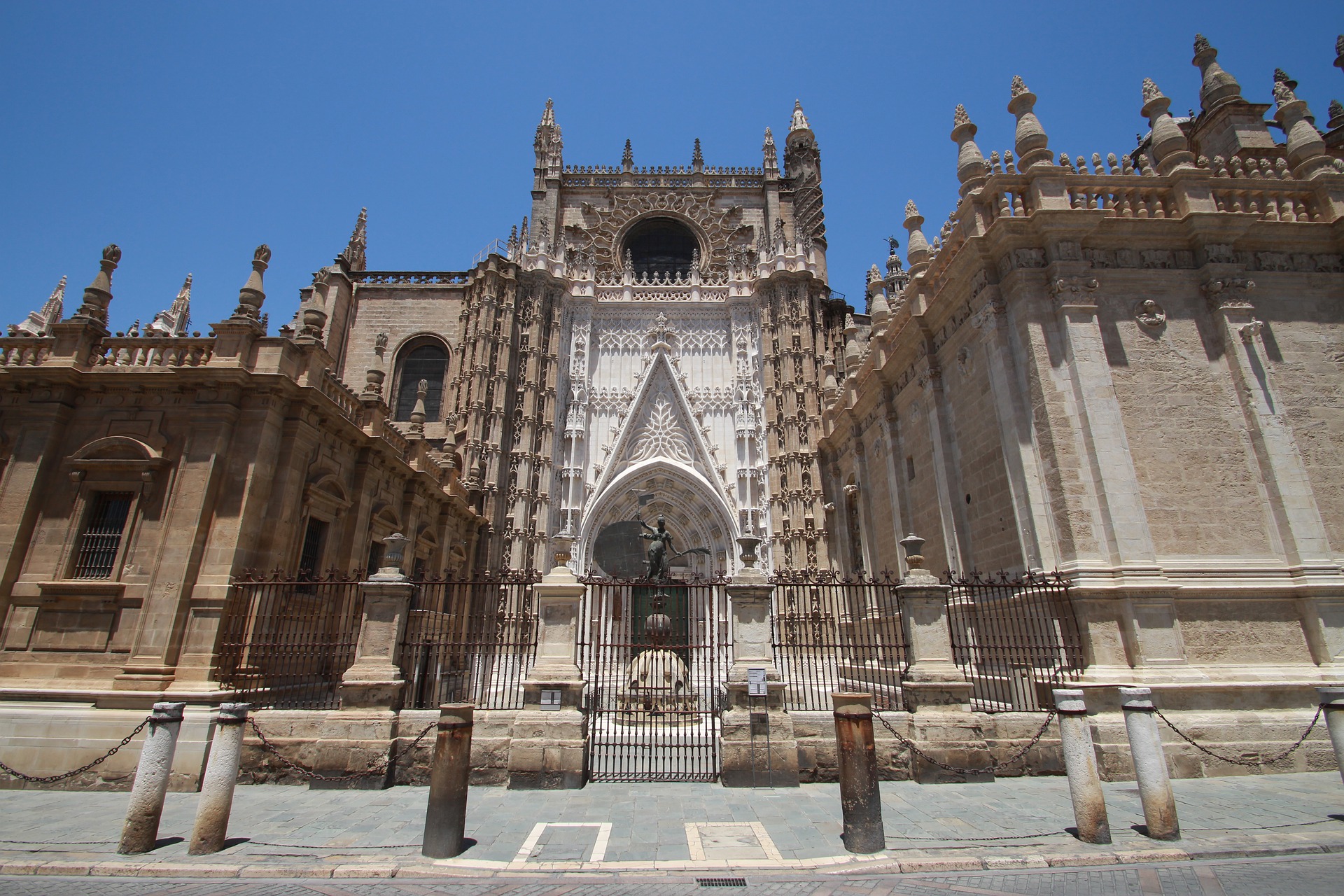 Spain Seville Cathedral Christopher Columbus Gothic Front Entrance