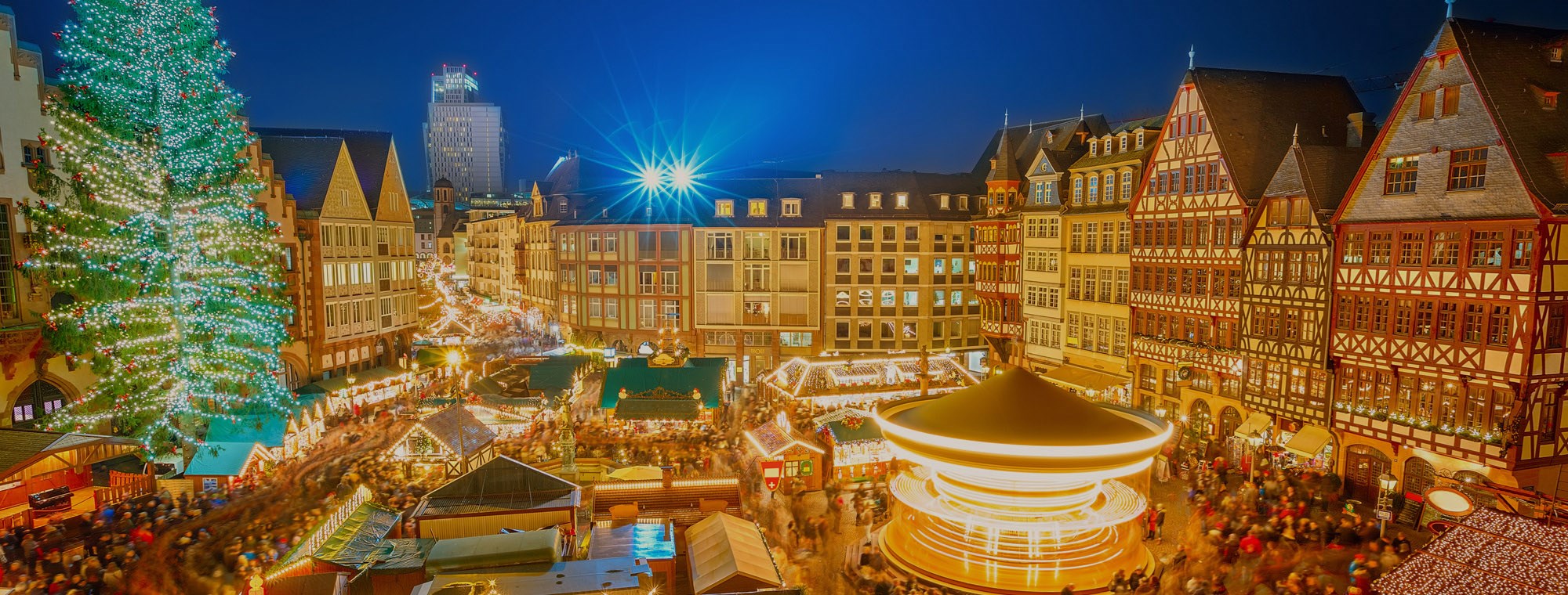 Germany Frankfurt Christmas Market At Night Tinted
