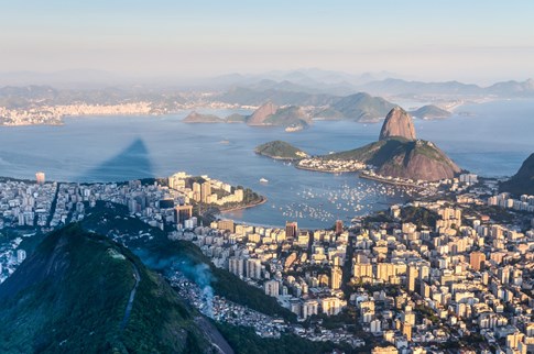 Aerial view of Sugarloaf Mountain in Rio de Janeiro, Brazil
