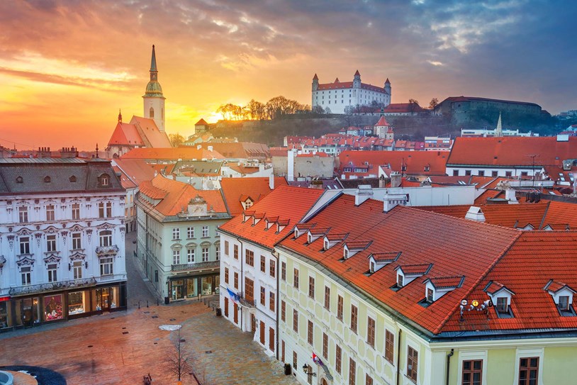 Slovakia Bratislava Rooftop Sunset