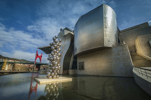 Spain Bilbao Museum Guggenheim Frank Gehry River Ria Nervión Sky Architecture Bridge Sculpture Anish Kapoor