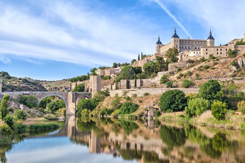 Spain Toledo Fortress River Hill Historic Bridge Ramparts Tajo Castilla Castle Monument