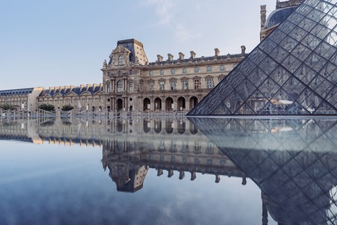 France Paris Louvre Museum Reflection Pool Pyramid Expert