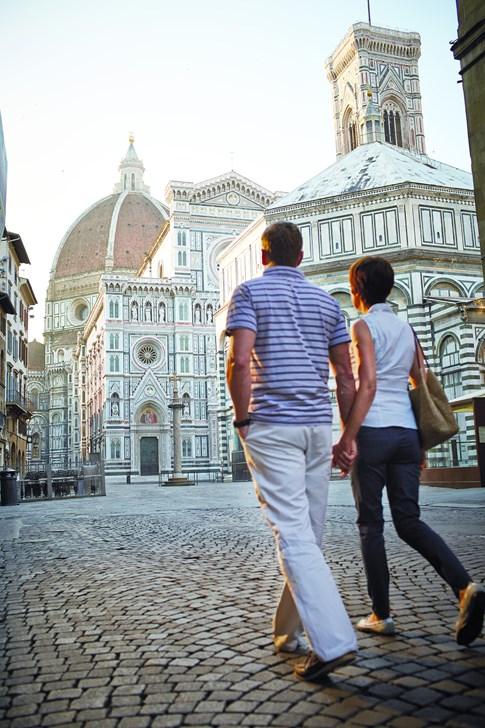 Italy Florence Santa Croce Couple Walking Cobblestones Expert