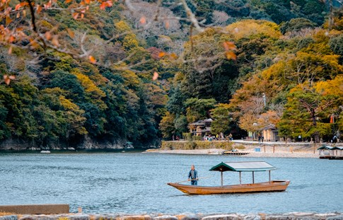Japan Arashiyama Fall Autum Lake Colors People