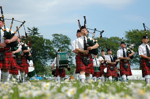 Bagpipers in Scotland