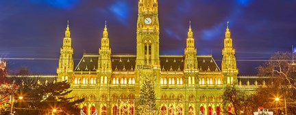 Austria Vienna Rathaus Christmas Market At Night