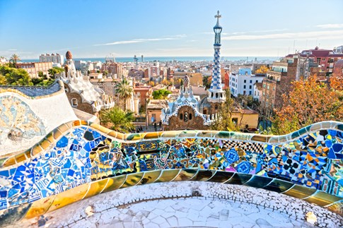 Mosaic in Park Guell, Barcelona, Spain