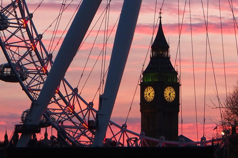 Uk Great Britain London Eye Carousel At Night