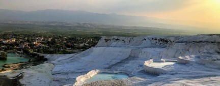 Turkey Pamukkale Mineral Rich Thermal Waters Flowing Down White Travertine Terraces