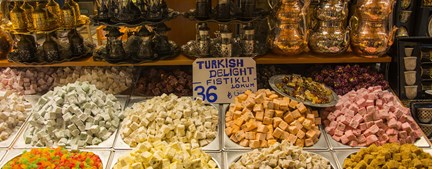 Turkey Turkish Delights And Colorful Tea Pots