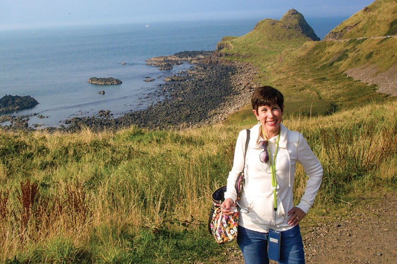Ireland Cliffs Of Moher Woman In Wite Overlooking Cliffs