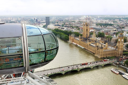 View of Parliament Building from London Eye, London, England
