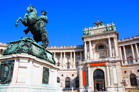 Statue in front of Hofburg Palace in Vienna, Austria