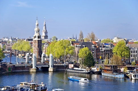 Canal traffic, Amsterdam, Netherlands