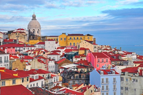 Red roofs of Alfama district in Lisbon, Portugal