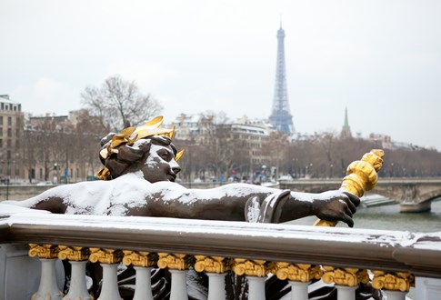 Alexander Bridge in winter, Paris, France