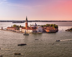 Italy Venice Water Architecture Boats Gondolier Sunset Canal Channel