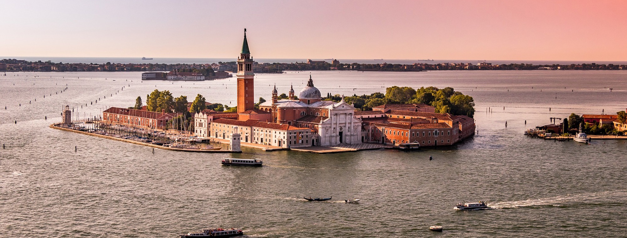 Italy Venice Water Architecture Boats Gondolier Sunset Canal Channel