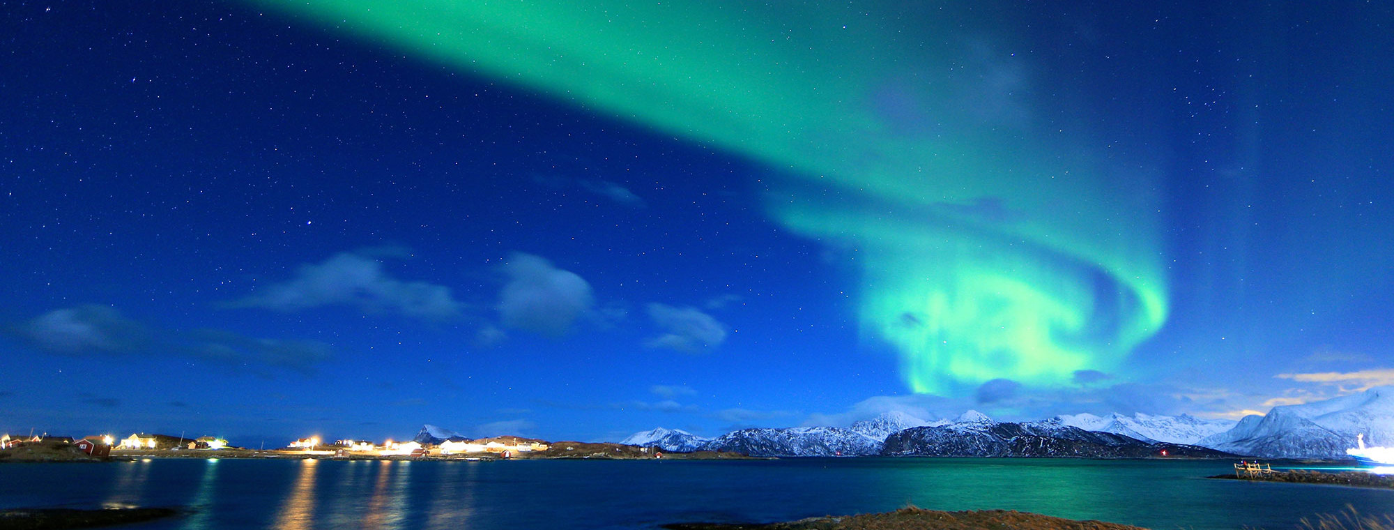 Norway Northern Light Blue Sky Green Aurora Borealis