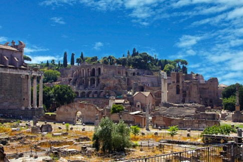 Roman Forum with blue sky, Rome, Italy