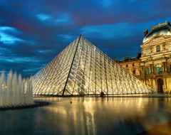 France Paris Louvre At Night