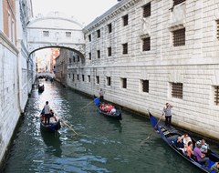 Bridge of Sighs from gondola in Venice, Italy