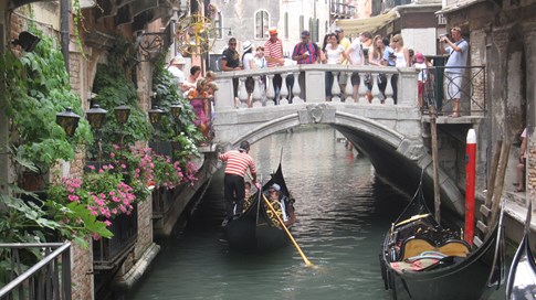 Gondola ride on Grand Canal in Venice, Italy