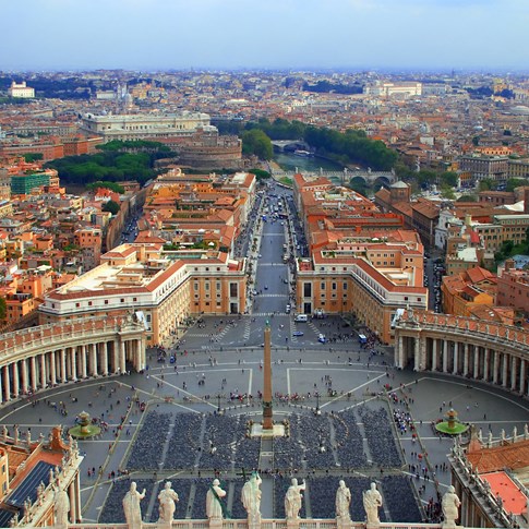 Aerial view of street in Vatican, Italy
