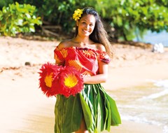Hula girl with flowers, Hawaii