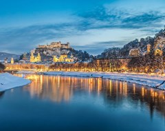Panorama of Salzburg in winter, Austria