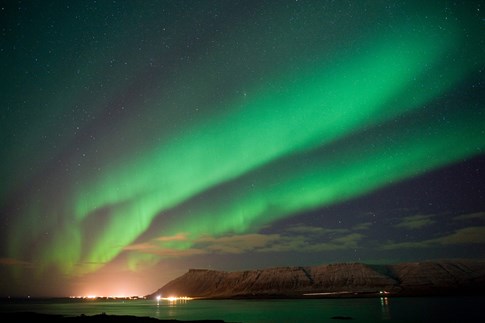 Northern Lights green sky, Iceland