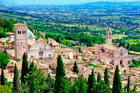 Aerial view of Assisi, Italy