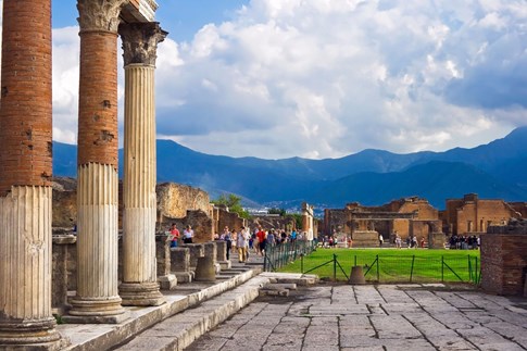 Columns in Pompeii, Italy