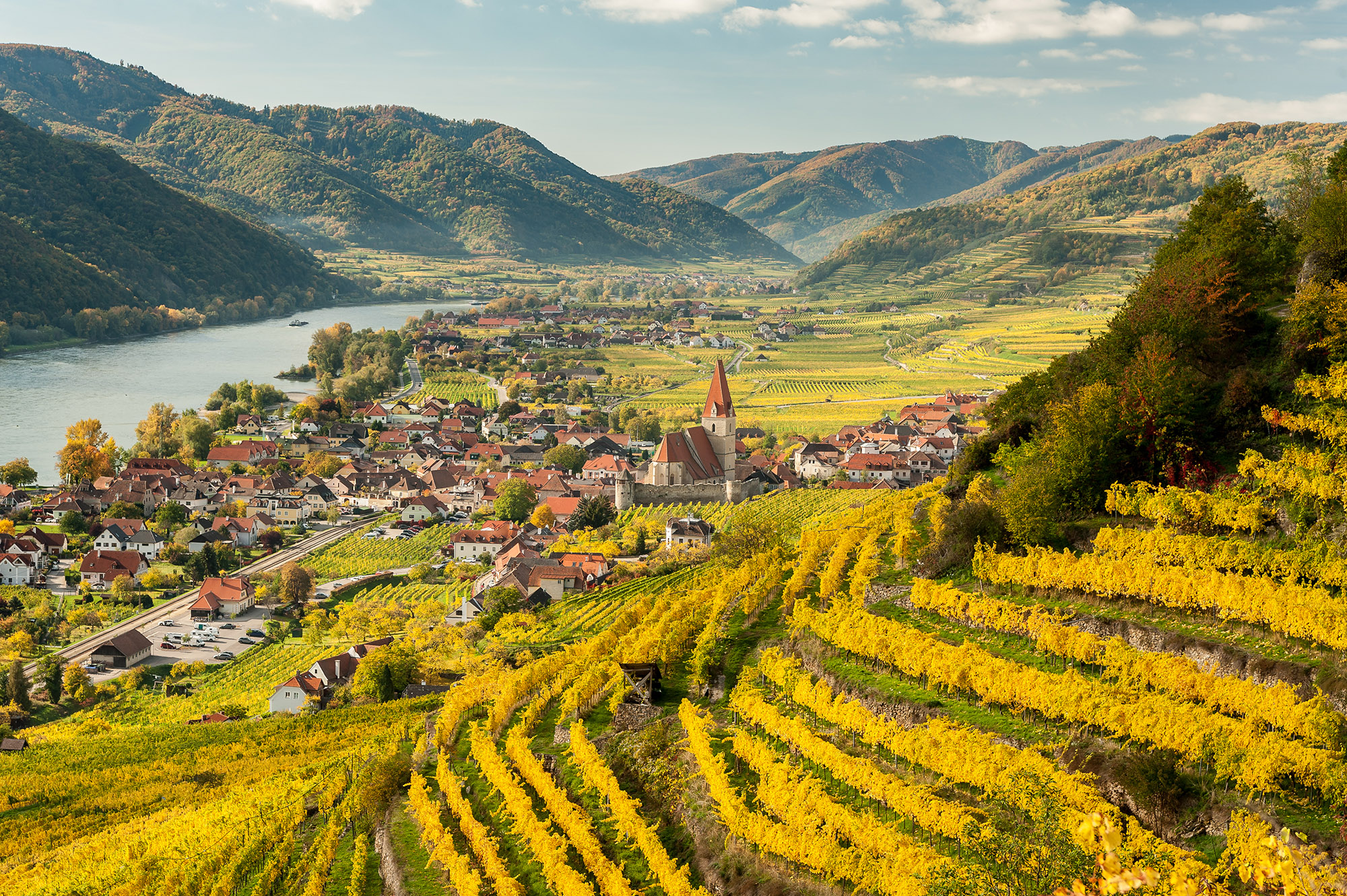 Austria Danube Wachau Valley Aerial View