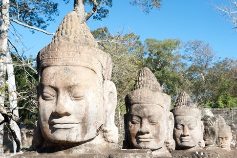 Buddhist statues at Angkor Thom, Cambodia