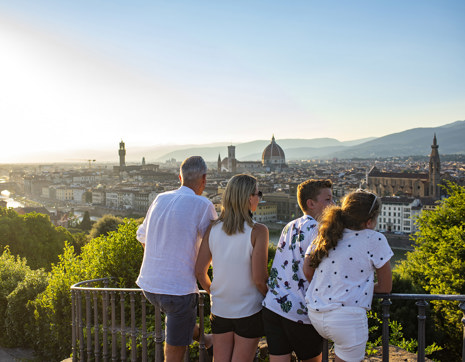 Italy Florence Family Cityscape Sun Rearview