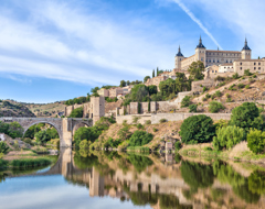 Spain Toledo Fortress River Hill Historic Bridge Ramparts Tajo Castilla Castle Monument