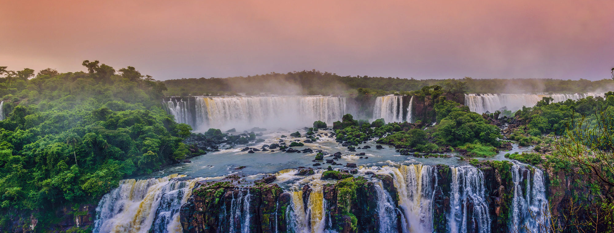 Brazil South America Iguazu Falls Waterfall Sunset