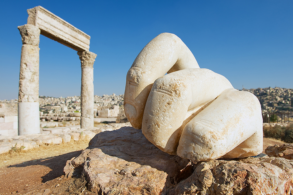 Jordan Middle East Stone Hercules Hand At The Antique Citadel In Amman