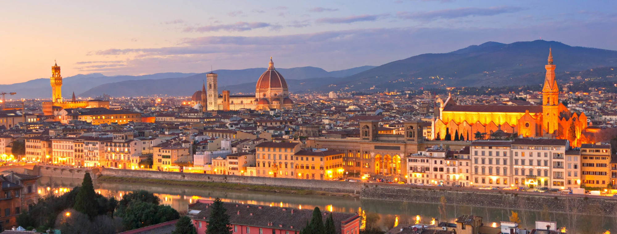 Italy Florence Cityview At Sunset