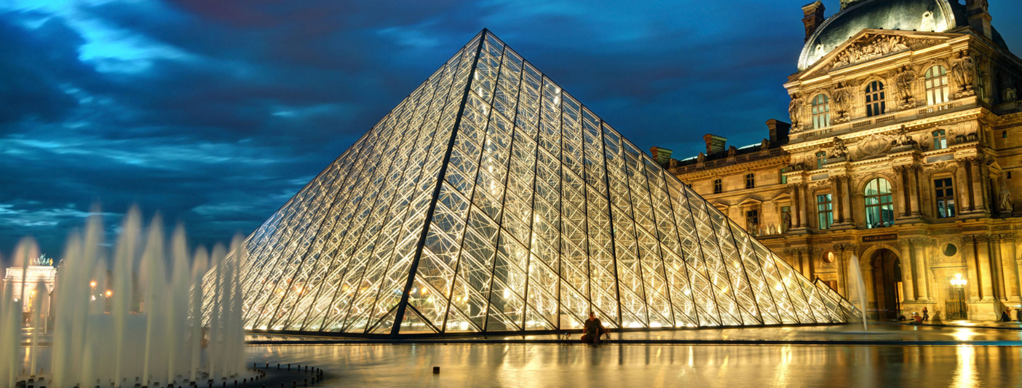 France Paris Louvre At Night