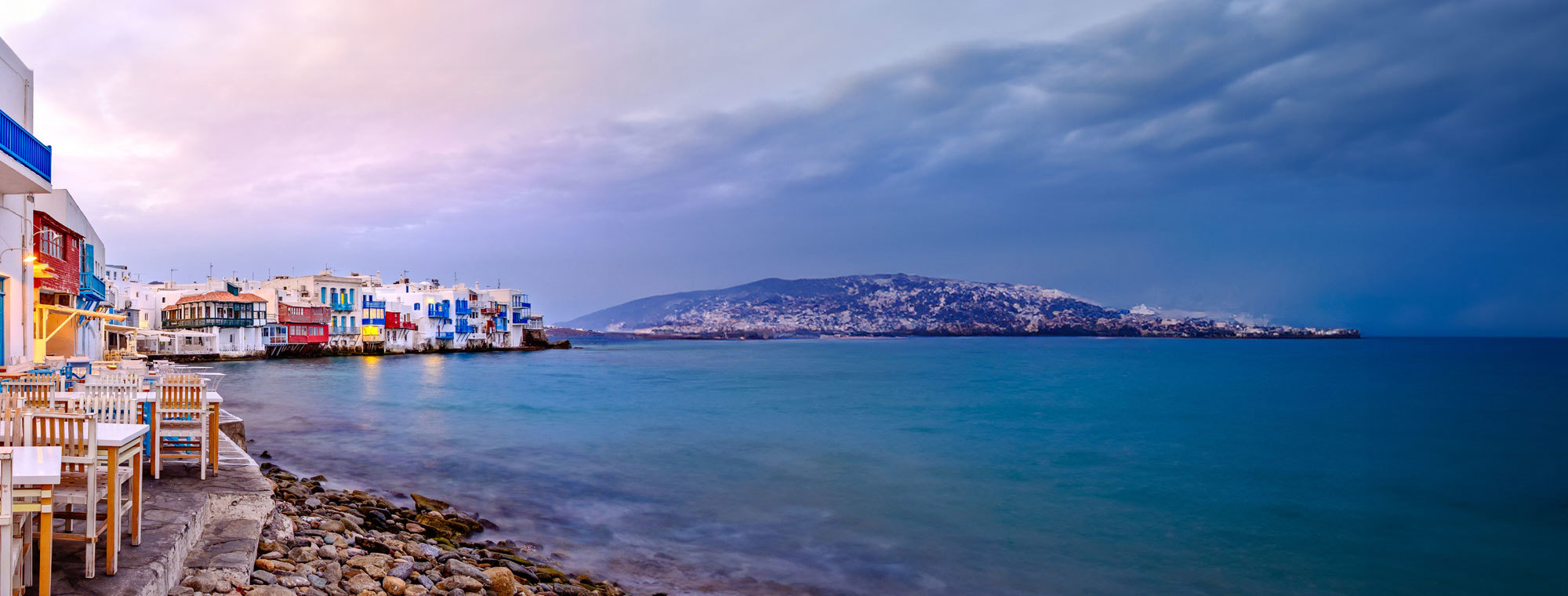 Greece Mykonos Ocean Restaurants With Tables