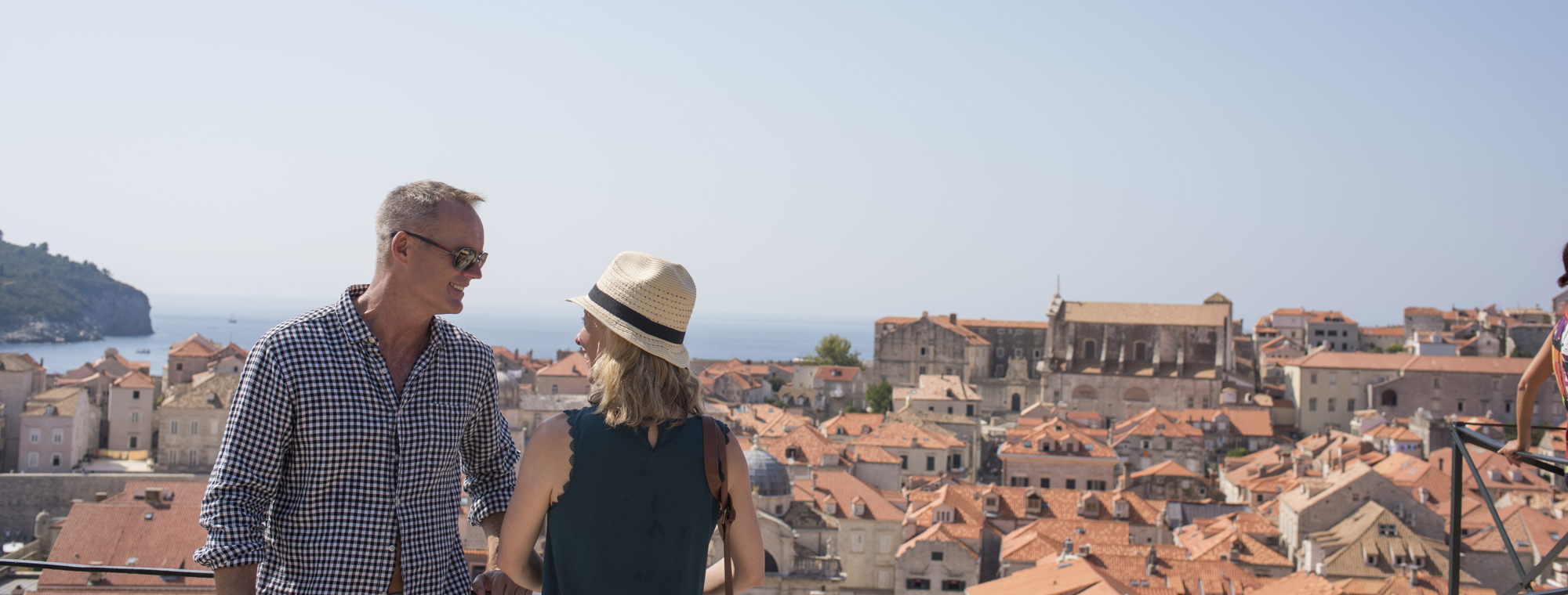 Europe Croatia Dubrovnik Couple Man Woman Red Roofs