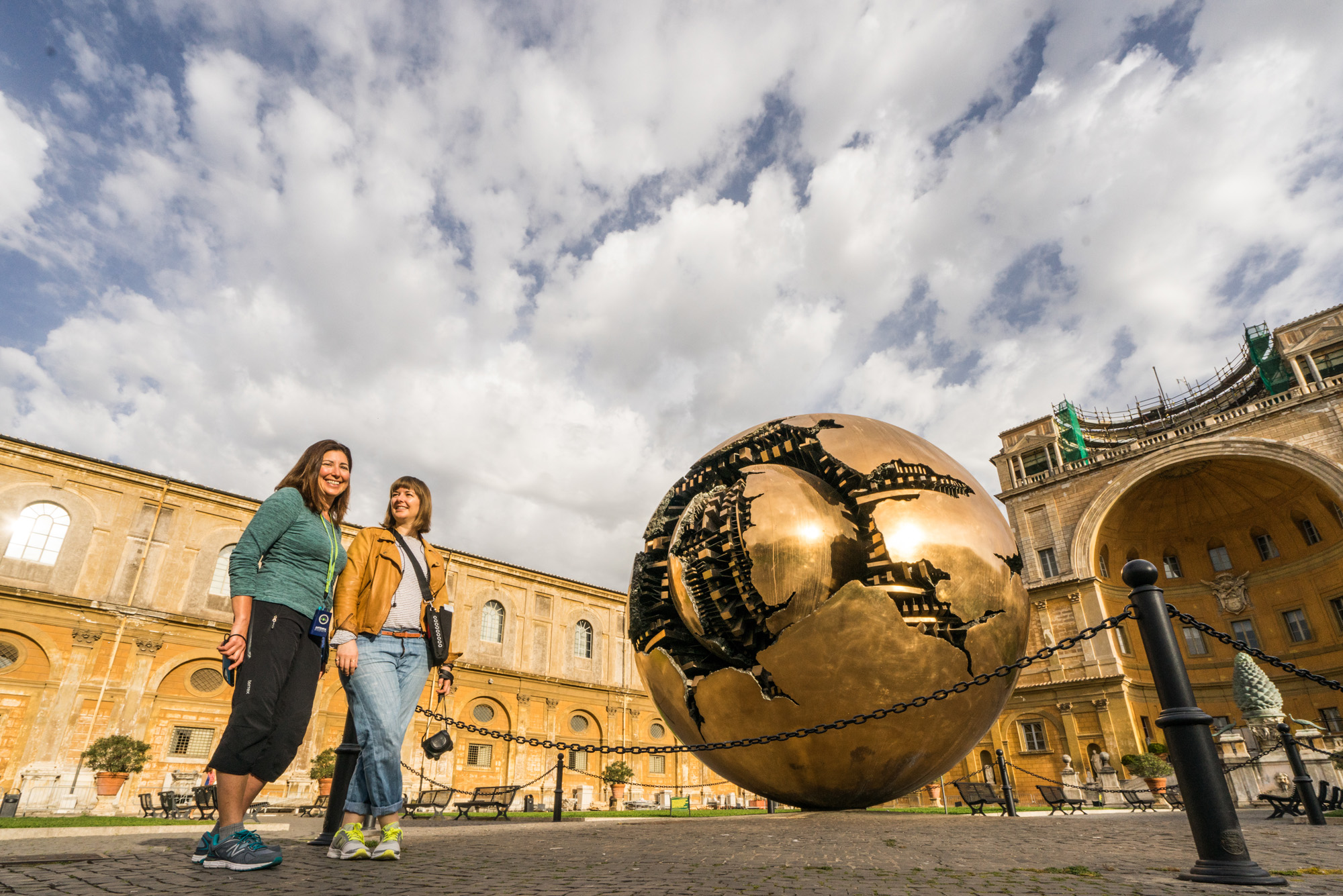 Italy Rome Vatican Courtyard Two People With Ball Iv
