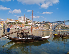 Portugal Porto Wine Barrels On Boat In River