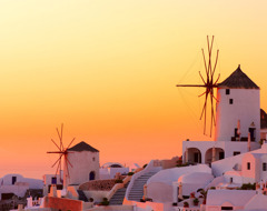 Greece Santorini Island Oia Village At Sunset