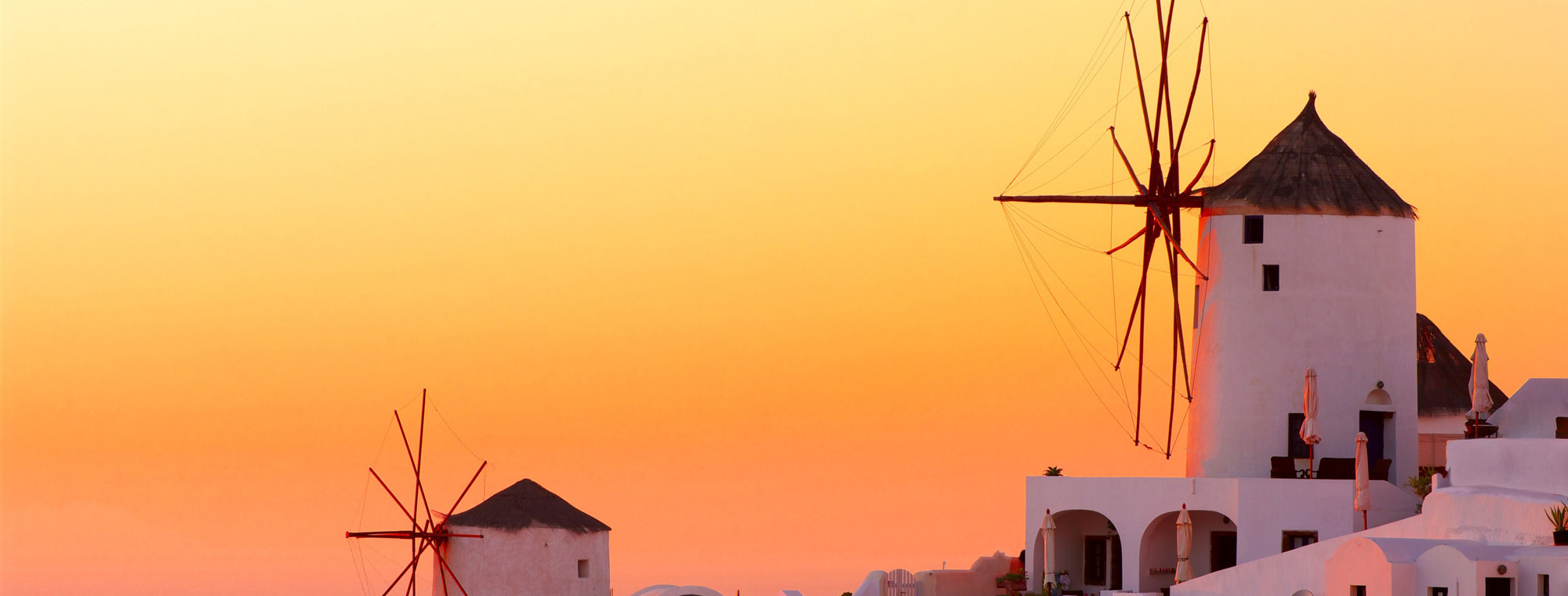 Greece Santorini Island Oia Village At Sunset