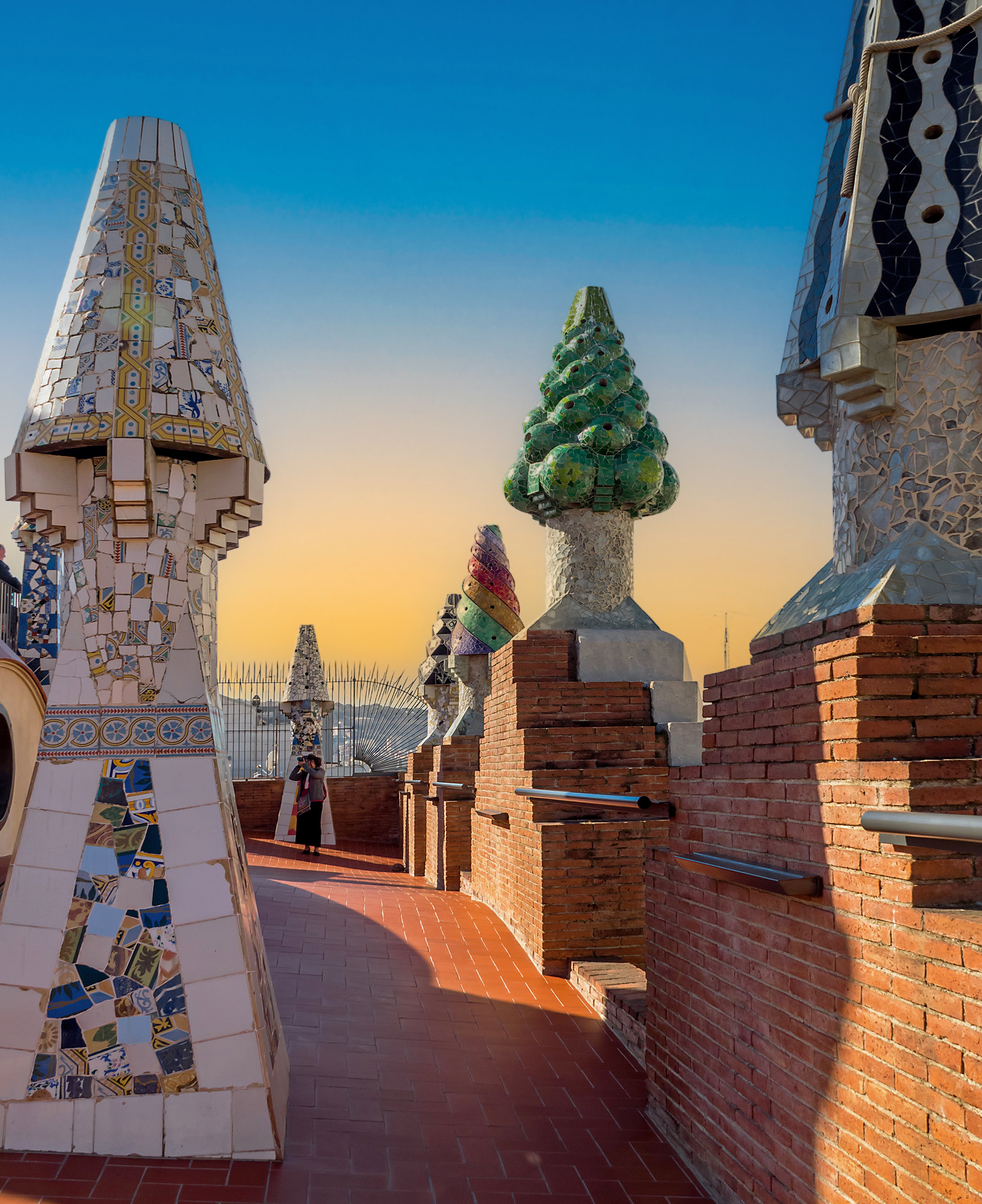 Spain Barcelona Palau Palace Guell Mushroom Chimney Sky Expert